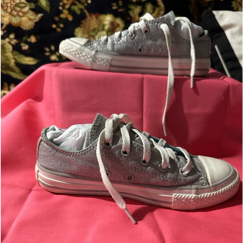 Silver & Turquoise Converse All Stars  13